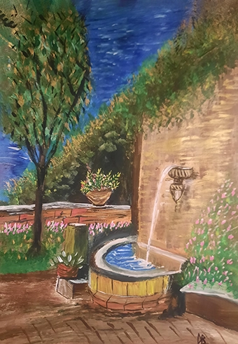 House with fountain
